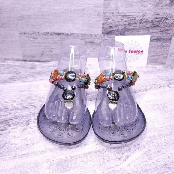 Penny Loves Kenny Beaded Jelly Thong Flip Flop Sandal Clear Women's sz 7 - Picture 2 of 8
